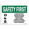 Signmission OSHA Sign, Steam And Hot Water Can Cause, 24in X 18in Rigid Plastic, 24" W, 18" H, Landscape OS-SF-P-1824-L-10980